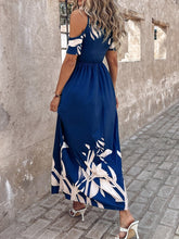 Printed Cold Shoulder Short Sleeve Maxi Dress OutfitFlow